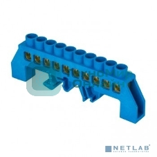 Шина нулевая N 6х9 10 отвер. латунь син. нейлоновый корпус комбинированный PROxima EKF sn0-63-10-dn