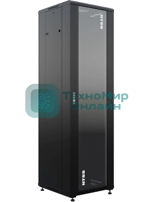 Шкаф коммутационный NTSS Премиум (NTSS-R42U6060GS-BL) напольный 42U 600x600мм пер.дв.стекл металл 900кг черный 510мм 86кг 1987мм IP20 сталь