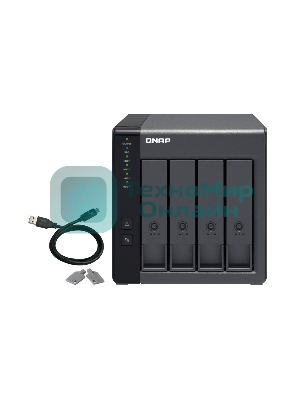 Полка расширения сетевого хранилища без дисков channel QNAP DAS TR-004 4 Bay 2.5/3.5 SATA Type-C USB 3.1 Gen 1 (5 Gb/s) Direct Attached Storage with Hardware RAID