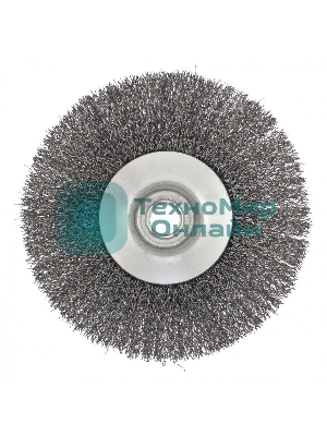 Щетка для УШМ Сибртех 125 мм, М14, Тарелка, витая проволока 0,3 мм