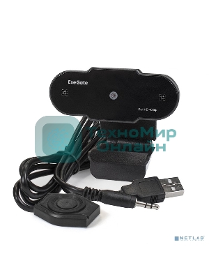 Веб-камера ExeGate BlackView C615 1920x1080, 30 кадр/с, USB Type-A, микрофон (шумоподавление), шторка приватности, универсальное крепление, штатив в комплекте