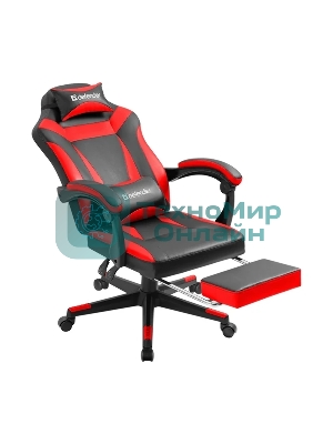 Кресло Defender CRUISER BLACK/RED черный/красный, экокожа, подставка для ног