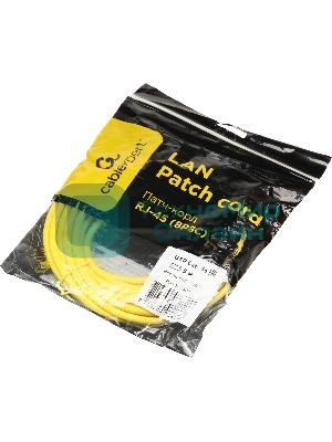 Патч-корд UTP Cablexpert cat.5e, 5м, литой, многожильный (желтый)