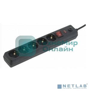 Сетевой фильтр IEK WFP10-16-05-03-ZK-K02 СФ-05К-выкл. 16А 5 мест 3 м 3х1 мм2 черный