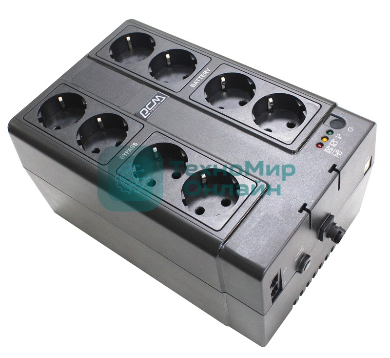 Резервный ИБП Powercom Back-UPS SPIDER , OffLine, 850VA/510W, CUBE