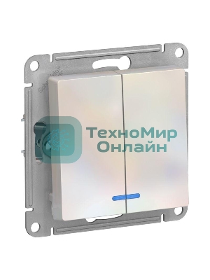 Механизм выключателя 2-кл. AtlasDesign с подсветкой (сх.5а) 10АХ жемчуг SchE ATN000453