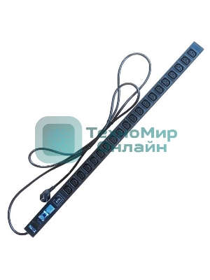 Вертикальный блок розеток, 20xC13, 250V, 16A, шнур 3 метра, вилка Schuko