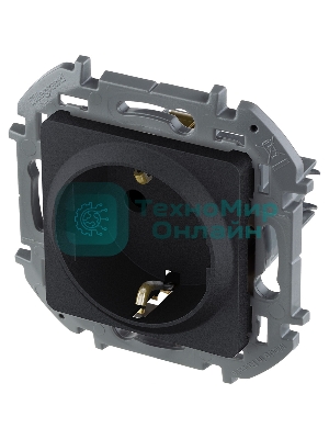 Розетка 2К+З немецкий стандарт 16А 250 В антрацит