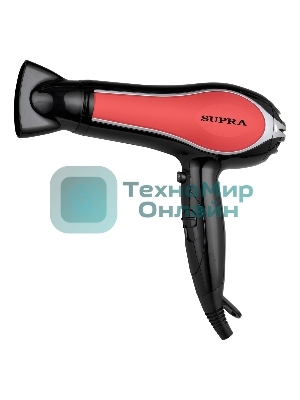 Фен SUPRA PHS-2206L черный/красный, 2200 Вт, ионизация