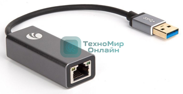 Кабель-переходник USB 3.0 (Am) --> LAN RJ-45 Ethernet 1000 Mbps, Aluminum Shell, VCOM DU312M