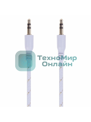 Аудиокабель AUX Rexant 3.5 мм в тканевой оплетке 1 м белый