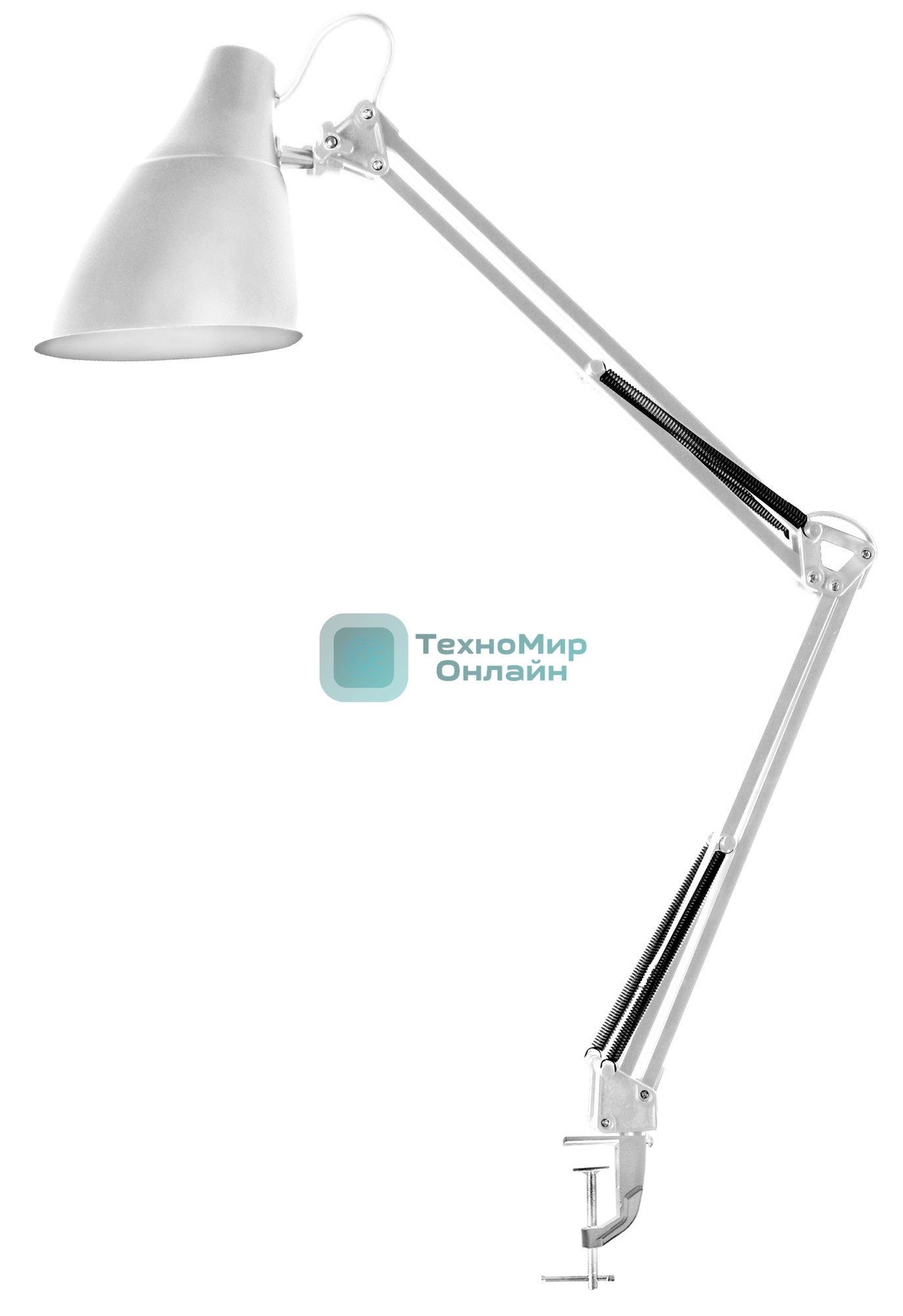 Светильник настольный Camelion KD-335 C01 белый с метал. струбциной, 230V, 40W, E27