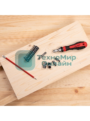 Отвертка реверсивная Matrix с набором бит и насадок торцевых, CrV,1/4