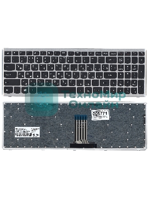 Клавиатура для ноутбука Lenovo IdeaPad U510 Z710 черная с серебристой рамкой