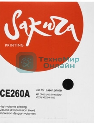 Картридж лазерный Sakura CE260A для HP Color LaserJet CP4020/4025/4520/4525, черный, 8500 к.