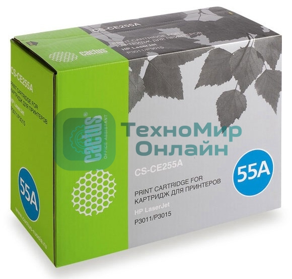 Картридж лазерный Cactus CS-CE255AS черный (6000 стр.) для HP LaserJet P3011/P3015