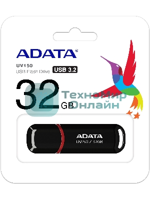 Флешка USB ADATA UV150 (AUV150-32G-RBK), 32Gb, USB 3.0, R/W 100/30, черный
