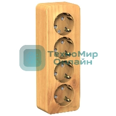 Розетка 4-ая с/з со шторками 16А, 250В, изолир. пластина SE Blanca наруж Ясень