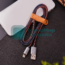 Кабель Rexant USB кабель для iPhone 5/6/7 моделей, шнур в джинсовой оплетке