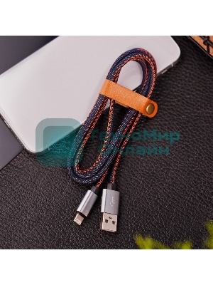 Кабель Rexant USB кабель для iPhone 5/6/7 моделей, шнур в джинсовой оплетке