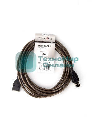 Кабель удлинительный USB2.0 AM/AF прозрачная изоляция 3m  Telecom <VUS6956T-3M>