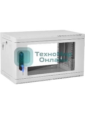 Шкаф коммутационный ЦМО (ШРН-6.350) настенный 6U 600x350 мм пер. дв. стекл 200 кг серый 300 мм 180 град.