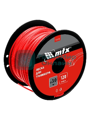 Леска для триммера MTX квадрат 3,0 мм х 120 м, на катушке