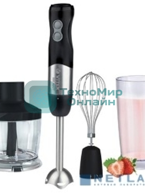 Блендер Vitek VT-3411 ST (стальной, 800 Вт, 6 скоростей, измельчитель 500 мл, стакан 600 мл, управление механическое)