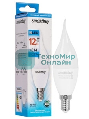 Лампа светодиодная Smartbuy 12W/6000/E14 (SBL-C37Can-12-60K-E14)
