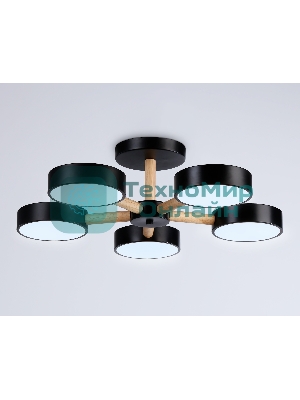 Светильник Ambrella light FL4828/5 BK черный 3000K-6400K 65W D580*160 (ПДУ ИК)