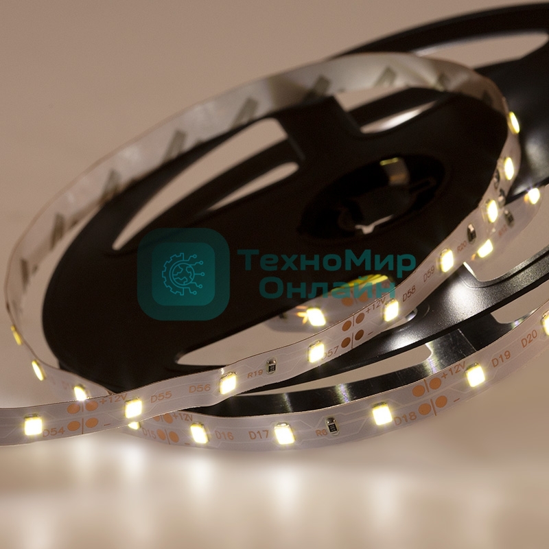 Лента светодиодная открытая, 8 мм, IP23, SMD 2835, 60 LED/m, 12 V, цвет свечения белый
