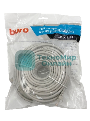 Патч-корд Buro Basic UTP 4 пары cat6 CCA molded 30м серый RJ-45 (m)-RJ-45 (m)