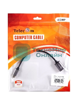 Кабель-адаптер Type-Cm --> USB 3.0 Af, OTG, 1,5A, 5,0Gbps, Alum grey 0,2m Telecom (TC409M)