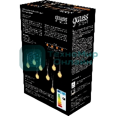 Гирлянда садовая на солнечной батарее Gauss 30 LED ламп Шары белый свет Solar, 1/24