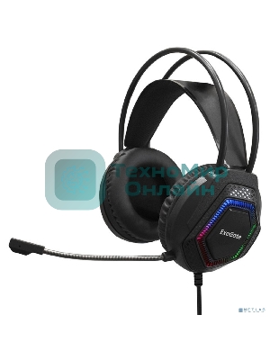 Гарнитура Exegate Cosmos HS-704GL чёрный, проводная, USB, виртуальный звук 7.1, подсветка