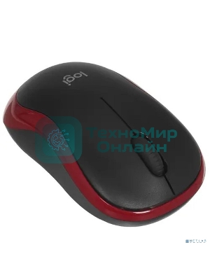 Мышь беспроводная Logitech M185, красный, 1000 dpi, радиоканал, USB, кнопки - 3