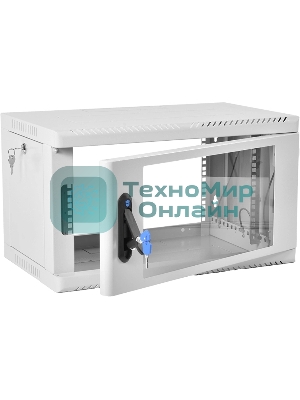 Шкаф коммутационный ЦМО (ШРН-6.350) настенный 6U 600x350 мм пер. дв. стекл 200 кг серый 300 мм 180 град.
