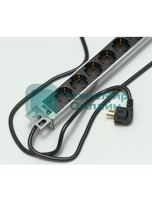 Блок розеток Rem-16 с инд., 9 Shuko, 16A, алюм., 19