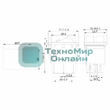 Выключатель клавишный Rexant 250V 15А (6с) ON-OFF черный с подсветкой двойной