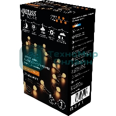 Гирлянда садовая на солнечной батарее Gauss 30 LED ламп Шары белый свет Solar, 1/24