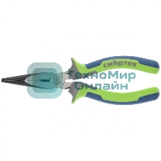Длинногубцы прямые Сибртех,160 мм, фосфатирование, трехкомпонентные рукоятки