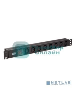 Блок розеток 8 мест PDU 19дюймов IEC320 C13 PH12-8C133 с LED выкл. алюм. профиль1U вход C14 без шнура ITK PH12-8C133