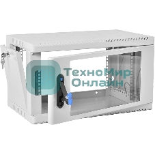 Шкаф коммутационный ЦМО (ШРН-6.350) настенный 6U 600x350 мм пер. дв. стекл 200 кг серый 300 мм 180 град.