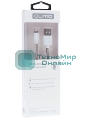 Кабель Qumo light series, USB-Apple 8 pin, 1м, 5В, 1A, опл. PVC, кон. PVC, белый