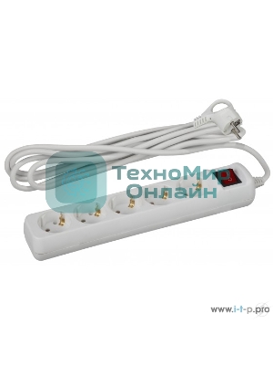 УдлинительЭРА Б0028383 U-5es-5m-3х1 с заземлением с выключателем 5 гнезд 5 м полипропилен, 3х1 мм2