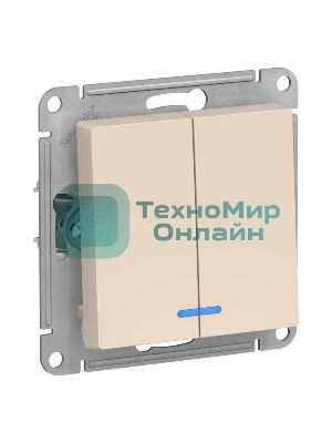 Механизм выключателя 2-кл. СП AtlasDesign 10А IP20 (сх. 5а) 10AX с подсветкой беж.