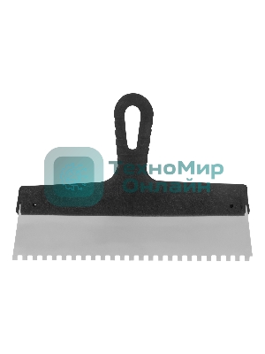 Шпатель из нержавеющей стали Сибртех 300 мм, зуб 6х6 мм, пластмассовая рукоятка