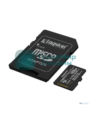 Флеш карта Micro SecureDigital 128Gb Kingston Canvas Select Plus Gen3 150Mb/s A1,, адаптер в комплекте