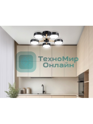Светильник Ambrella light FL4828/5 BK черный 3000K-6400K 65W D580*160 (ПДУ ИК)