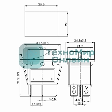 Выключатель клавишный Rexant 250V 15А (6с) ON-OFF желтый с подсветкой двойной